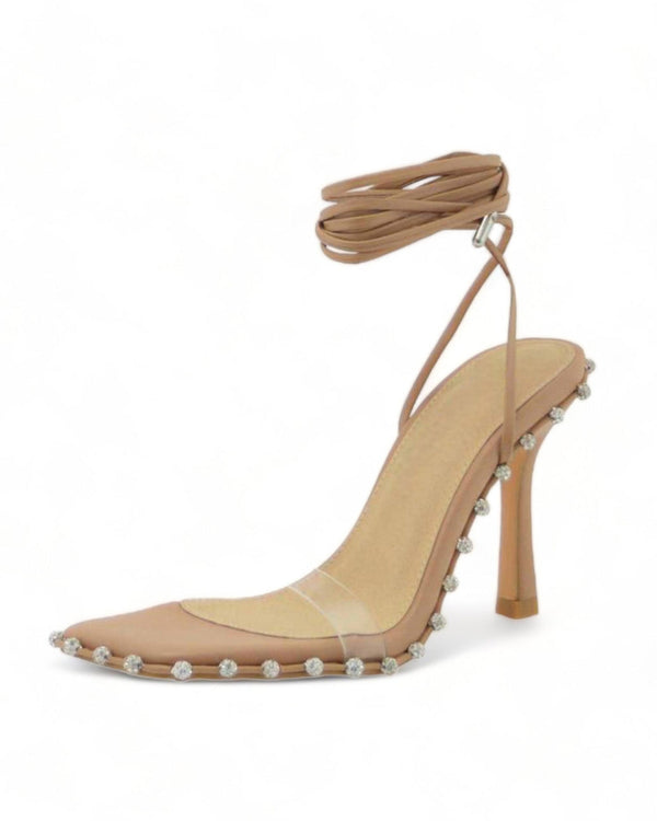 DANCE WITH ME LACE UP HEELS - NUDE