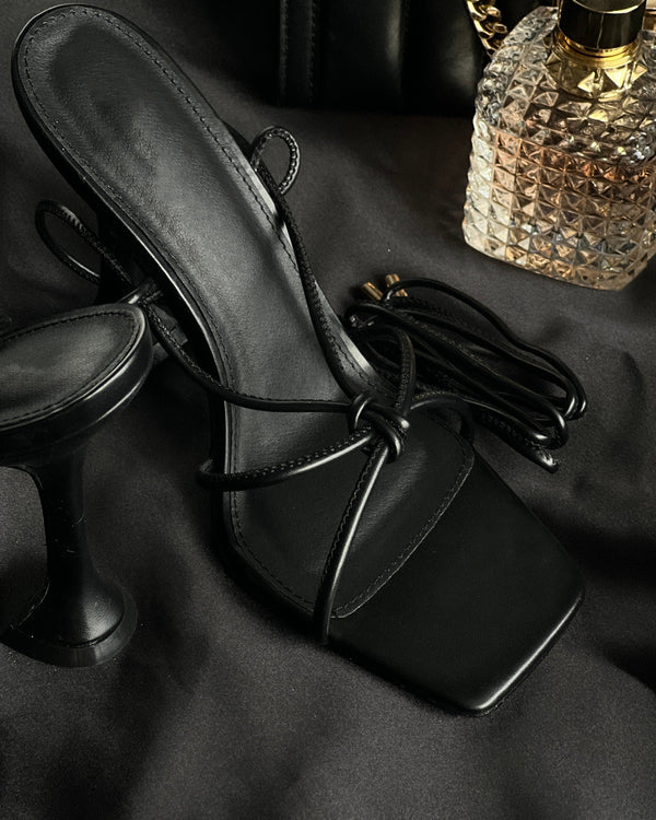 MARTINI LACE UP HEELS - BLACK